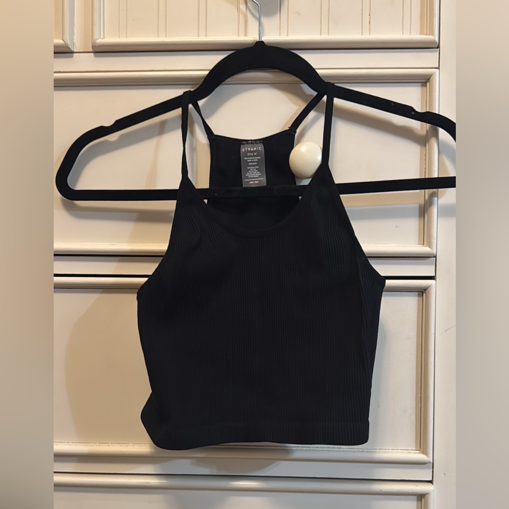 Black Ribbed Crop Top